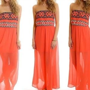 NWT Coral Embroidered Maxi Dress
